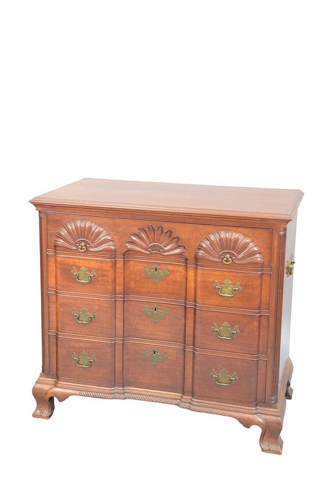 Custom Mahogany Four Drawer Chest having triple fluted columns set
