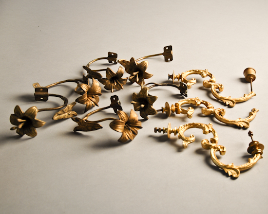 A Lot of Gilt Cast Brass three pairs of lily