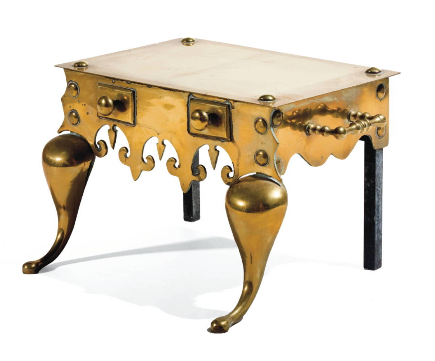ENGLISH BRASS quot FOOTMAN quot FIREPLACE WARMING STAND AND A
