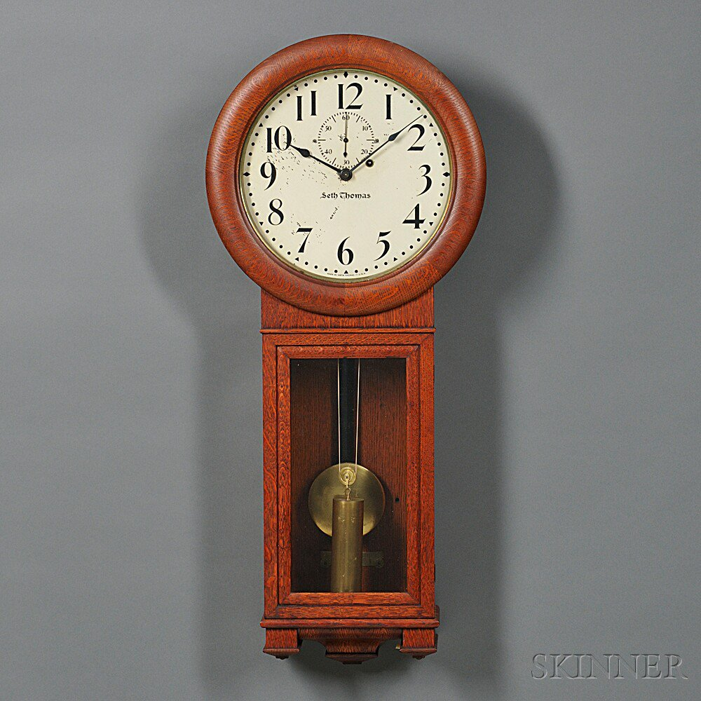 Seth Thomas Oak No 2 Regulator Thomaston Connecticut c 1890