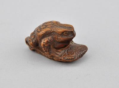 Toad Netsuke Kyoto School signed Masanao 18th Century Carved wood
