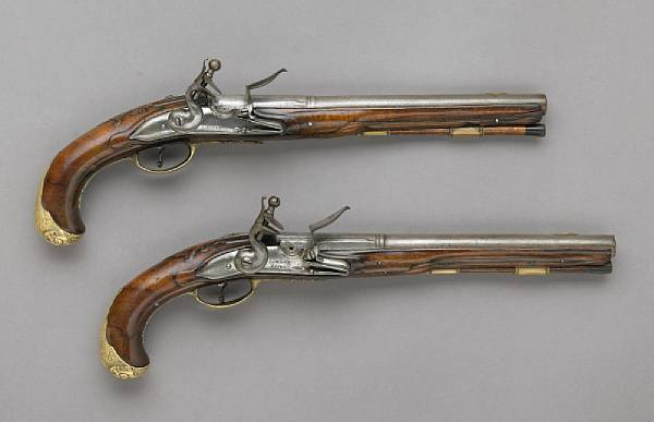 A pair of German flintlock holster pistols by Lohrman18th century