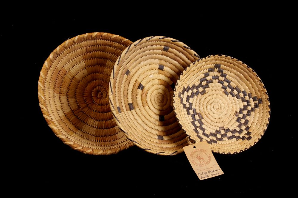 Collection of Three Papago Hand Woven Baskets Included in this