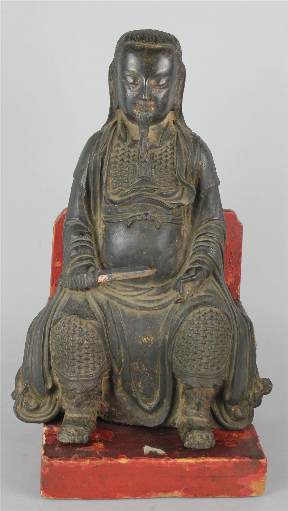 CHINESE BRONZE FIGURE OF A SEATED DIGNITARY MING DYNASTY cast