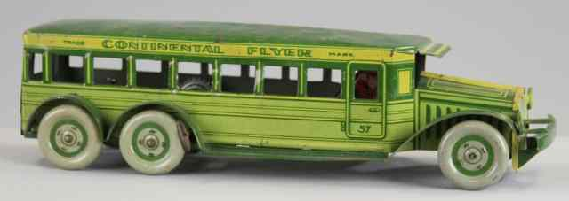 STRAUSS CONTINENTAL FLYER BUS Lithographed tin done in green body