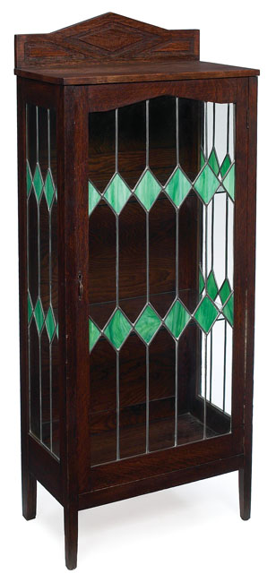 Arts amp Crafts china cabinet single door with leaded diamond