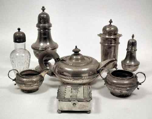 A George V bachelors silver three piece tea service the