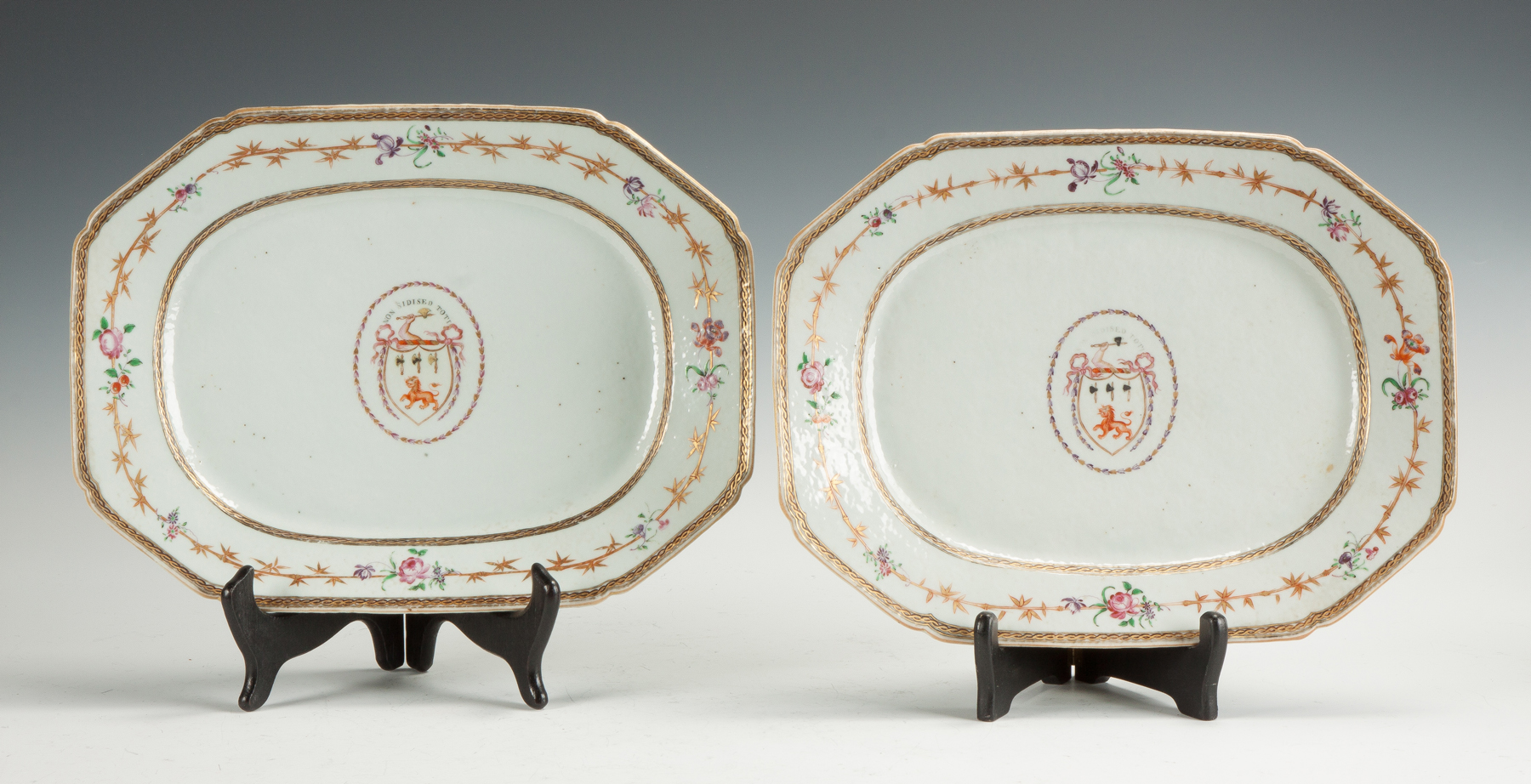 Pair of Early Chinese Export Armorial Porcelain Platters