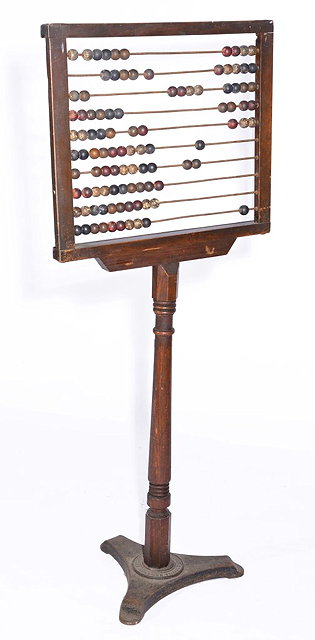 AN EARLY 20TH CENTURY WOODEN SCHOOL ABACUS with open rectangular