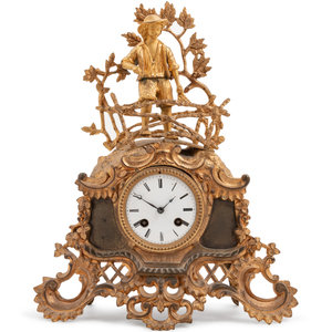 A Continental Gilt Metal Mantel Clock Late 19th Century Height