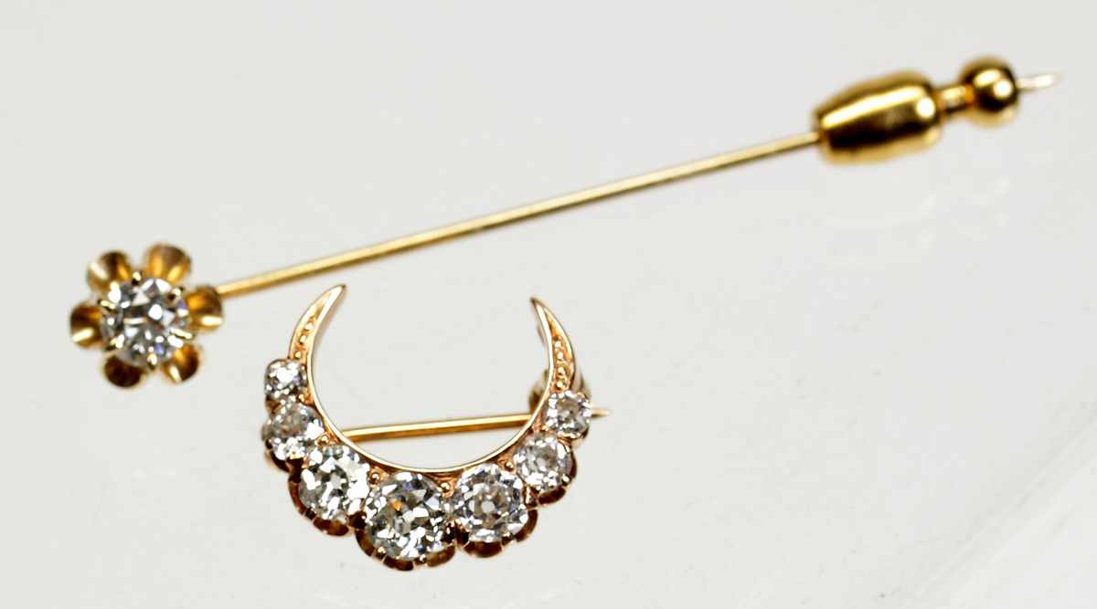 14k Yellow Gold Diamond Stick Pin 14k Yellow Gold Diamond