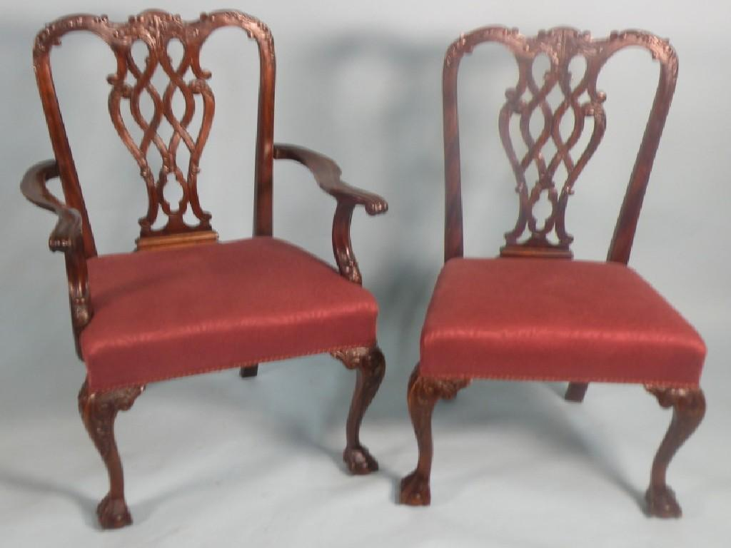 A set of eight mahogany dining chairs in George III