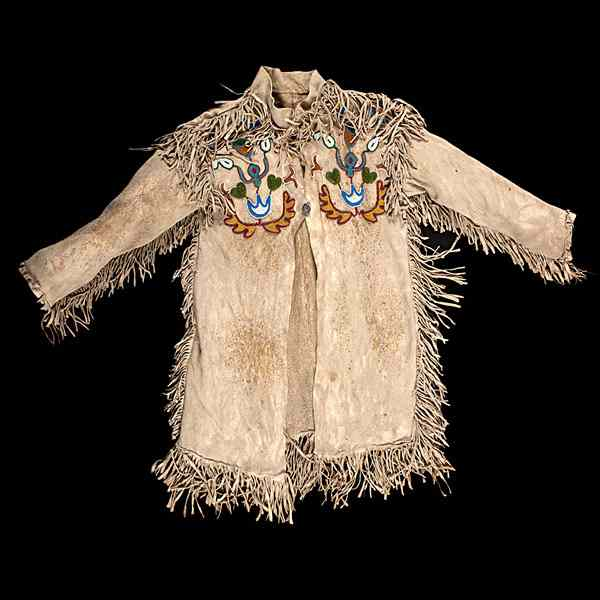 Northern Plains Child s Beaded Hide Jacket thread and sinew