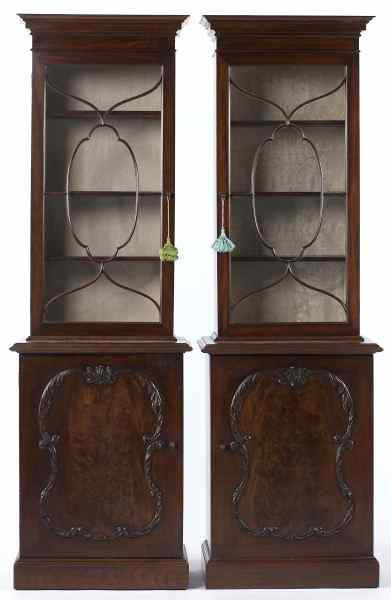 Pair of English Display Cabinetsearly 20th century two part form