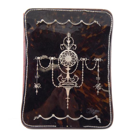 Late 19th C early 20th C tortoise shell and silver