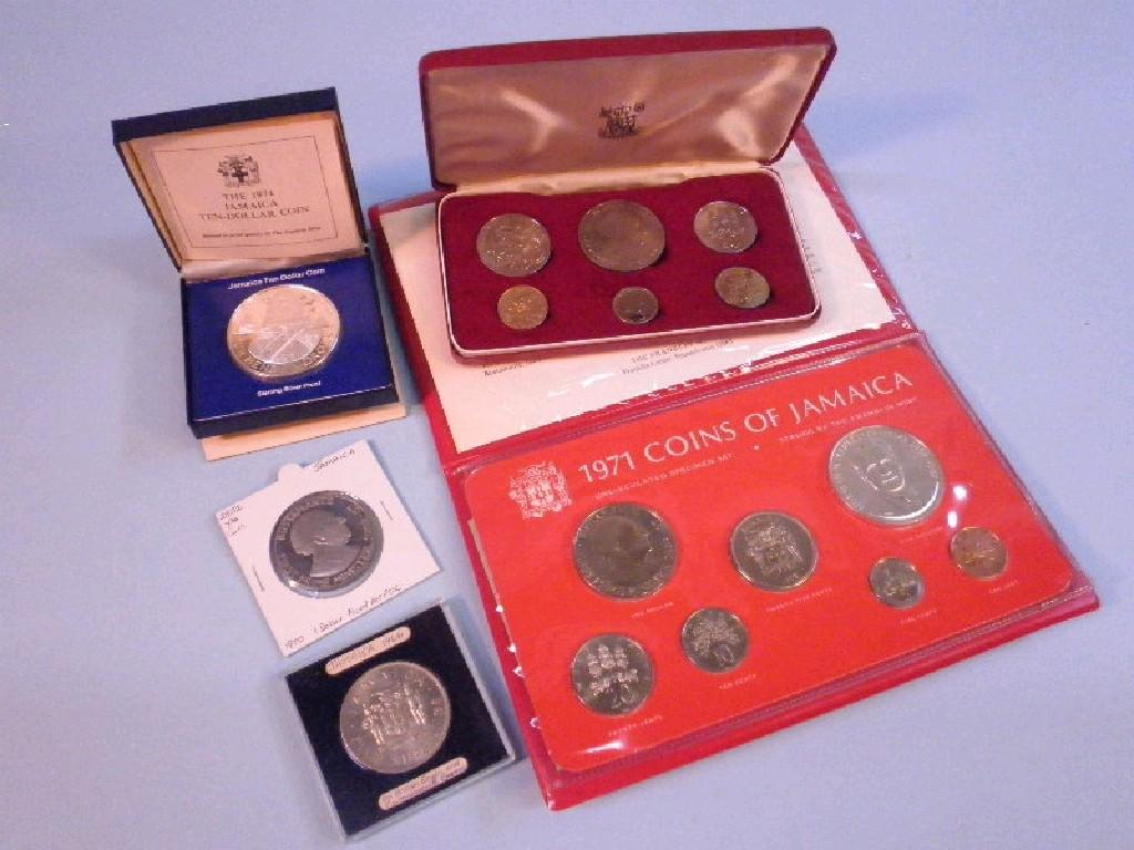 Jamaica A 1969 proof set cased 1974 ten dollar cased