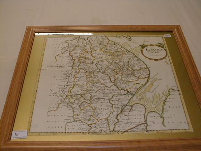 Robert Morden Lincolnshire a double sheet hand coloured engraved map