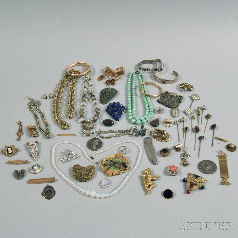 Small Group of Mostly Victorian and Art Deco Costume Jewelry