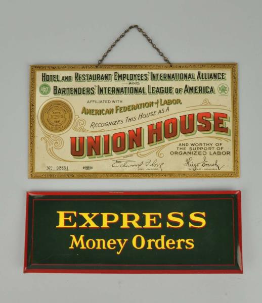 Lot Of 2 Tin Advertising Signs This lot includes a