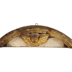 A Florentine Carved and Parcel Gilt Pediment 17TH CENTURY Height