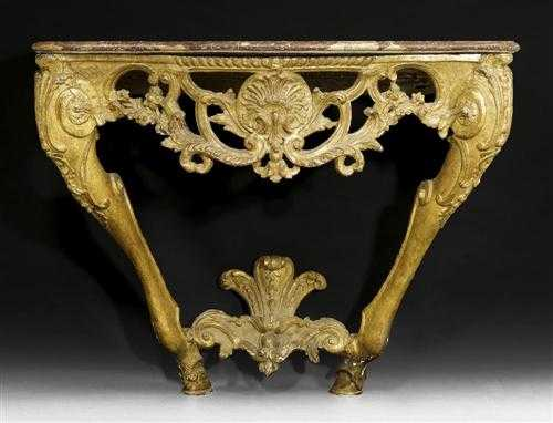 PIERCED AND CARVED GILTWOOD CONSOLE Louis XV German circa 1730
