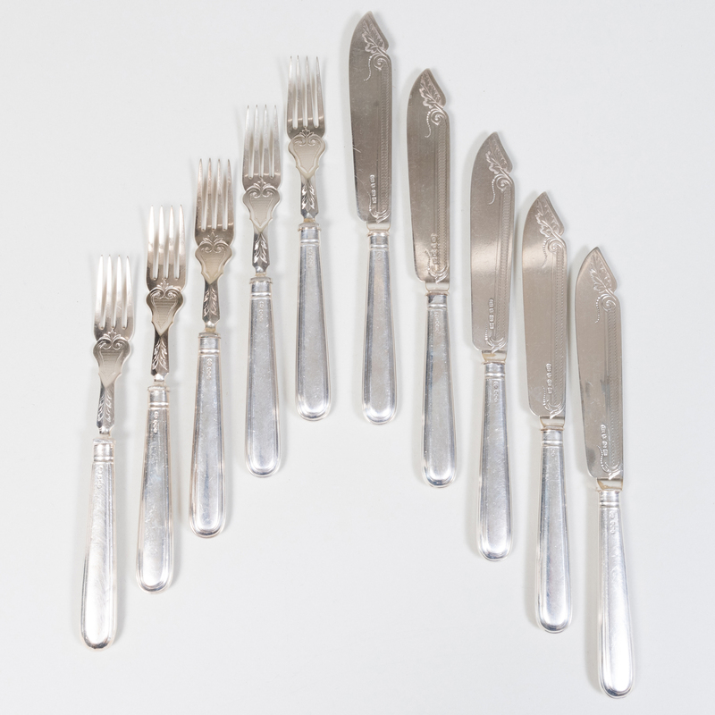 English Silver Fish Service Marked for John Biggin Sheffield 1945
