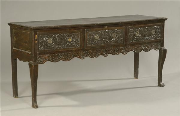 A Victorian oak open low dresser late 19th century the