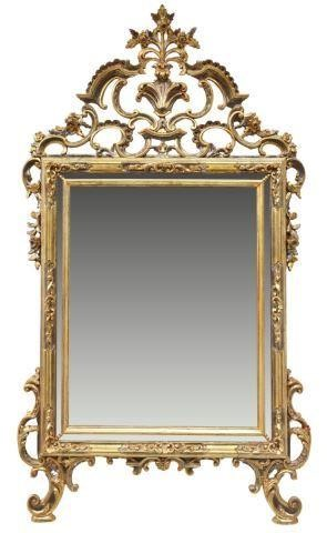 Large Italian giltwood hanging mirror 20th c carved rocaille frame