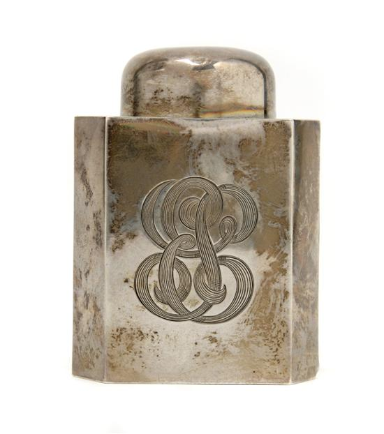 An American Sterling Silver Tea Caddy Height 3 3 4