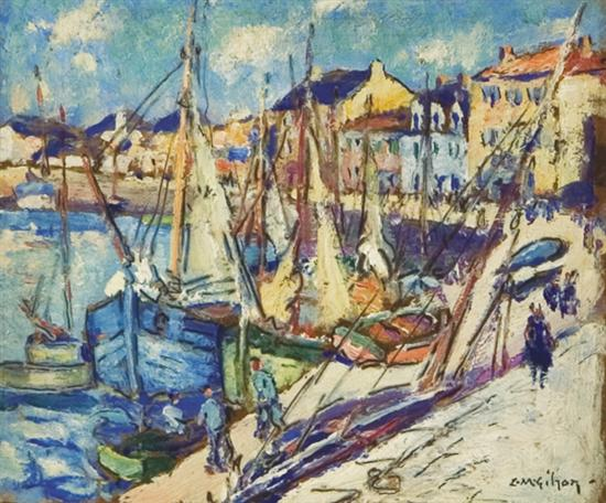 GIHON CLARENCE MONTFORD American 1871 1929 Activities by the Harbor