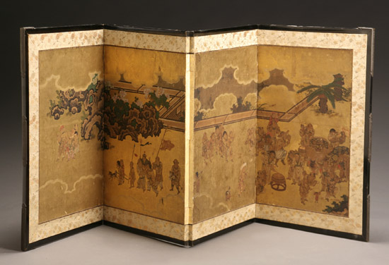 Tosa School 19th Century Boys Festival A Four Panel Screen