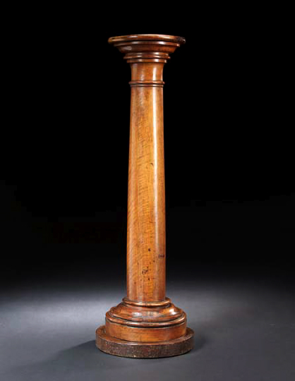 Diminutive Continental Turned Fruitwood Columnar Pedestal second quarter 19th century
