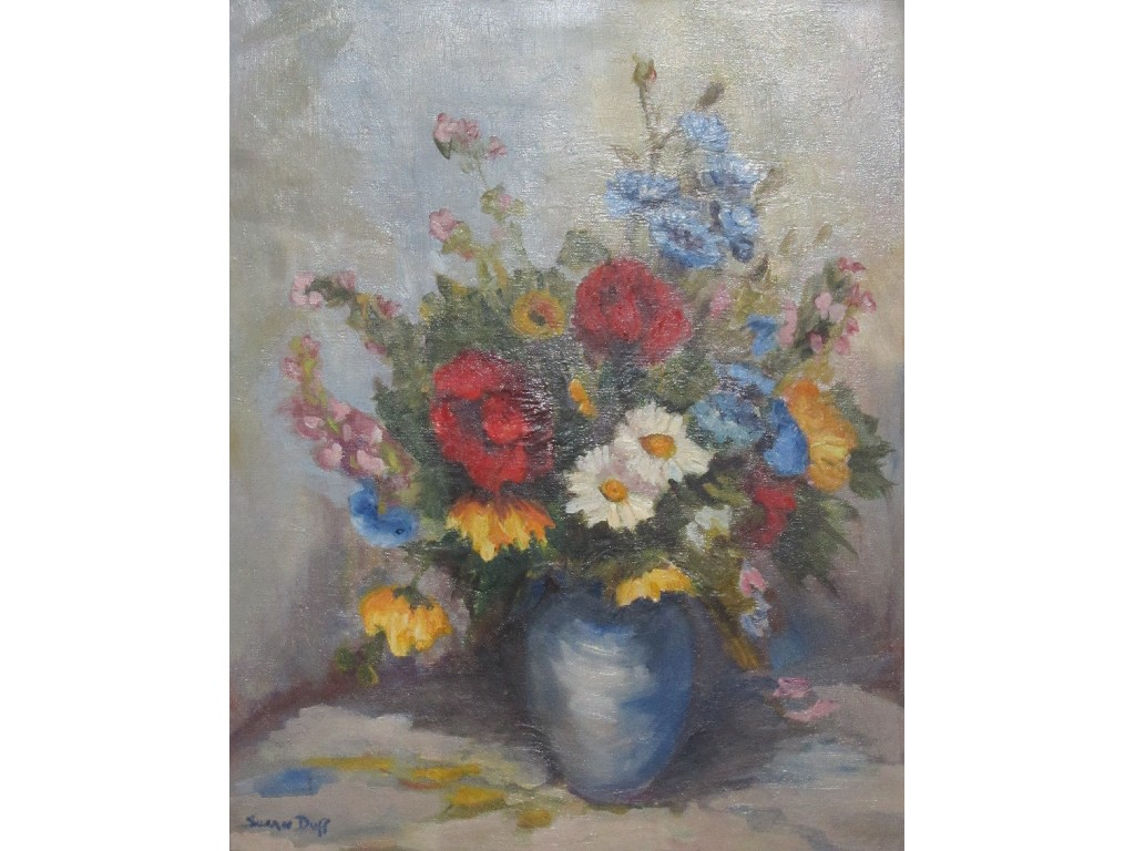 SUSAN DUFF Oil on board Summer Bouquet signed recto and