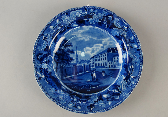 A Staffordshire Pearlware Blue Transfer Soup Plate Park Theater RSW