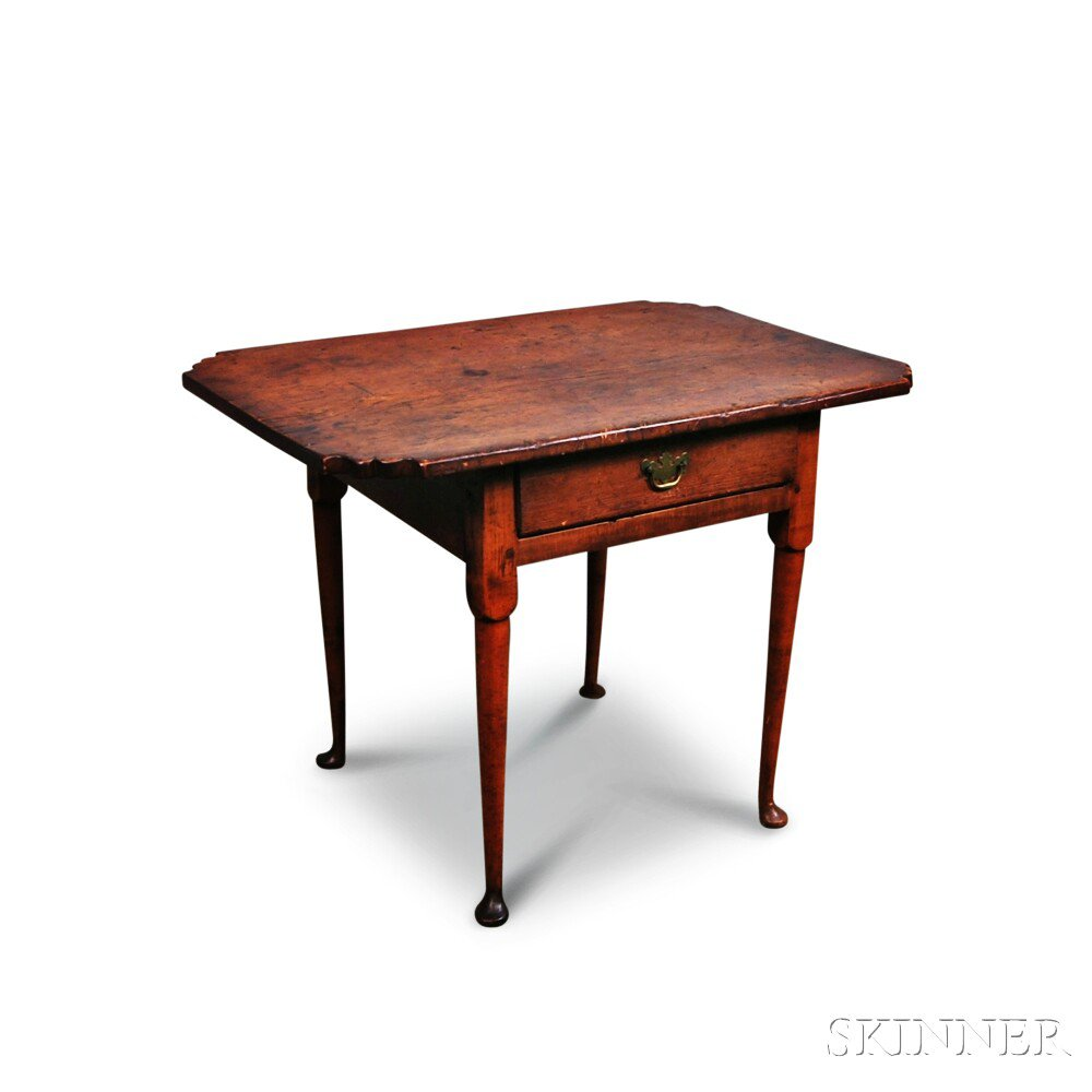 Queen Anne Maple and Pine One drawer Tavern Table New