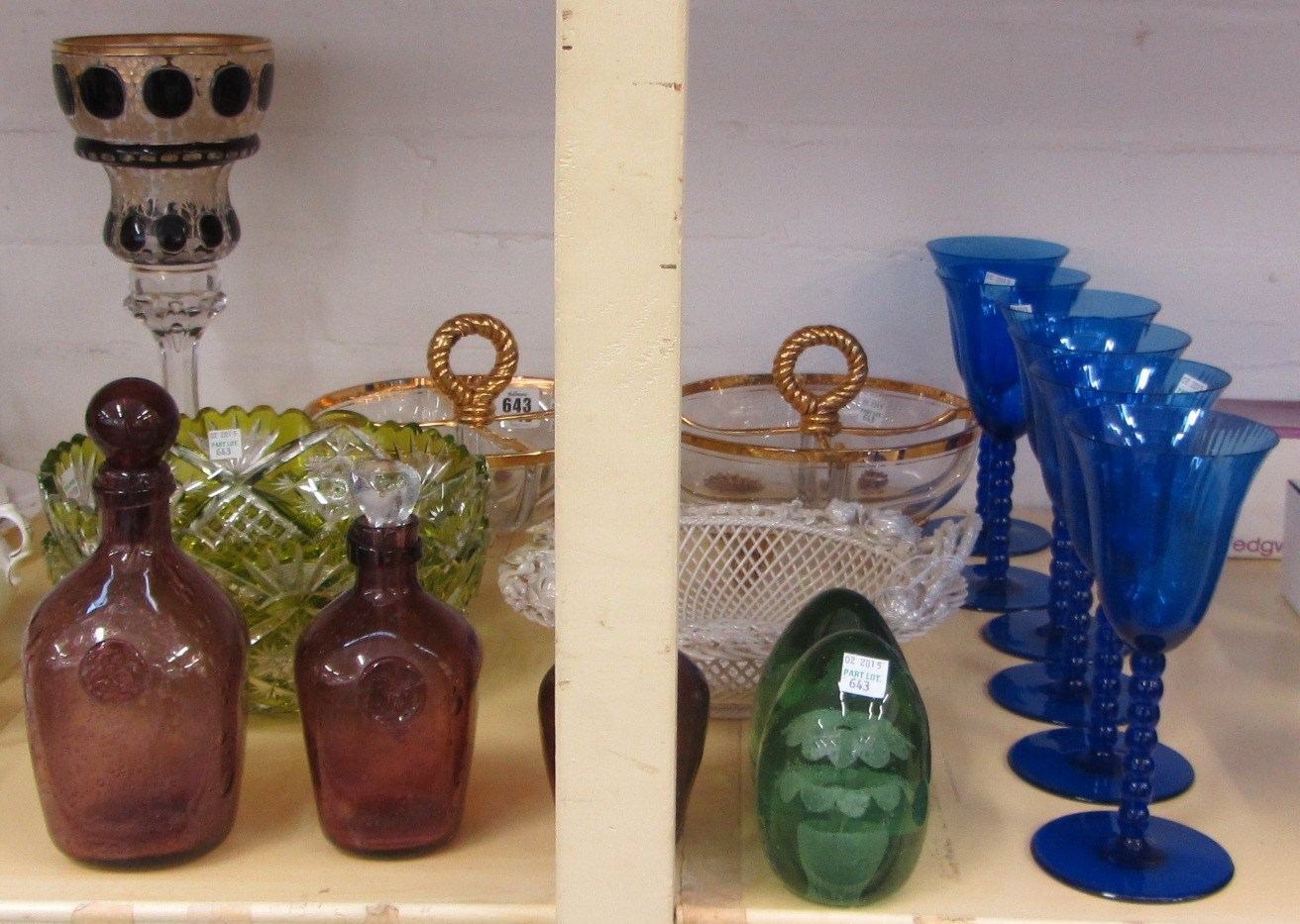A quantity of ceramics and glass comprising an early Belleek