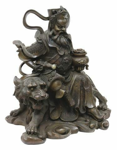 Chinese patinated bronze sculpture Zhao Gong Ming God of Wealth