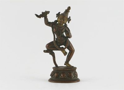 A rare Tibetan copper figure of Vajravarahi standing on an