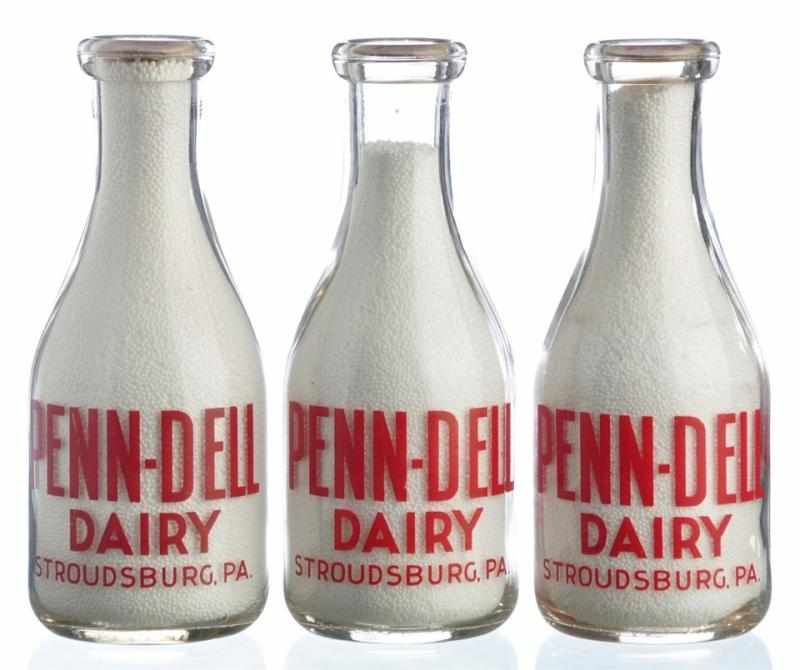 Lot of 3 Penn Dell Dairy Milk Bottles Description Stroudsburg