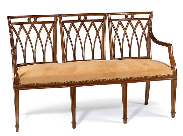 A pair of George III style mahogany settees late 19th
