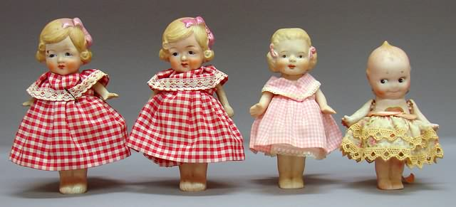 Lot of 4 dolls Pair of 7 651 pink molded