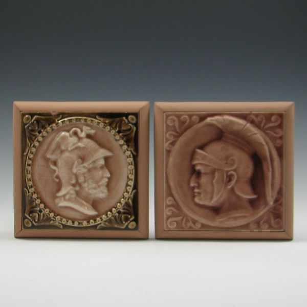 Two 2 Wood Framed Decorative Tiles markings are unable to