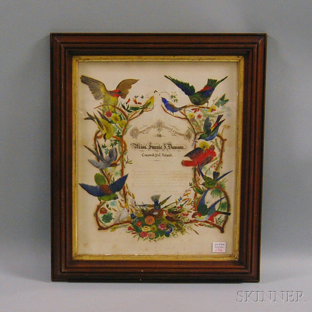 Framed Illustrated Calligraphic Presentation Poem Thomas Alonzo Woodside East Boston