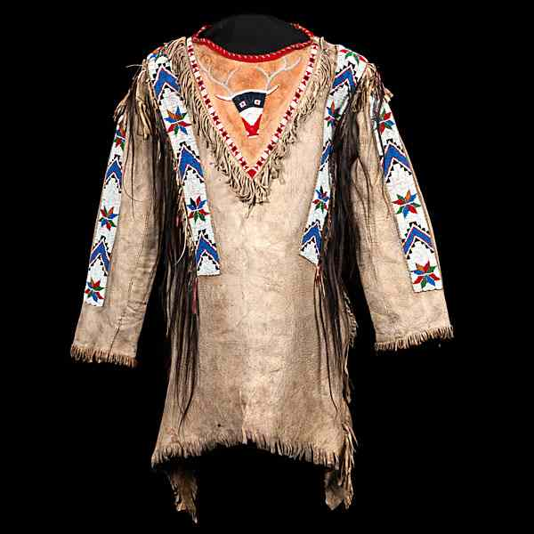Sioux Beaded Hide Elk Shirt sinew sewn and beaded using