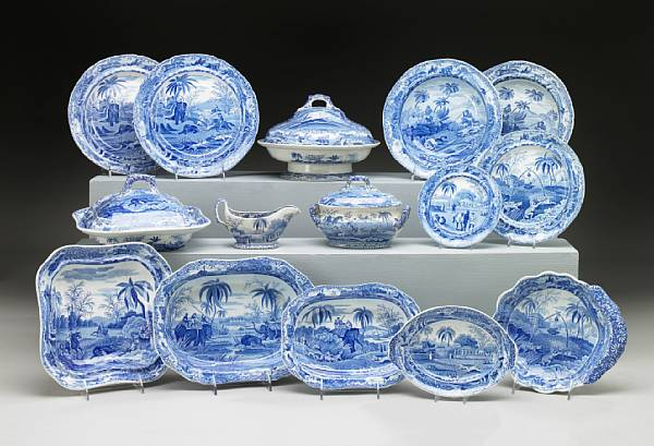 An assembled Spode Indian Sporting Series part service first half