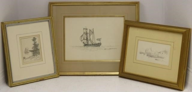LOT OF TWO DRAWINGS AND ONE PRINT TO INCLUDE 1