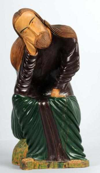 Carved Wooden Folk Art Jesus Sculpture Description Carved from a