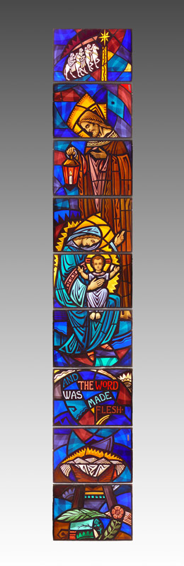 KARL MUELLER STAINED GLASS CHURCH WINDOW AND THE WORD WAS