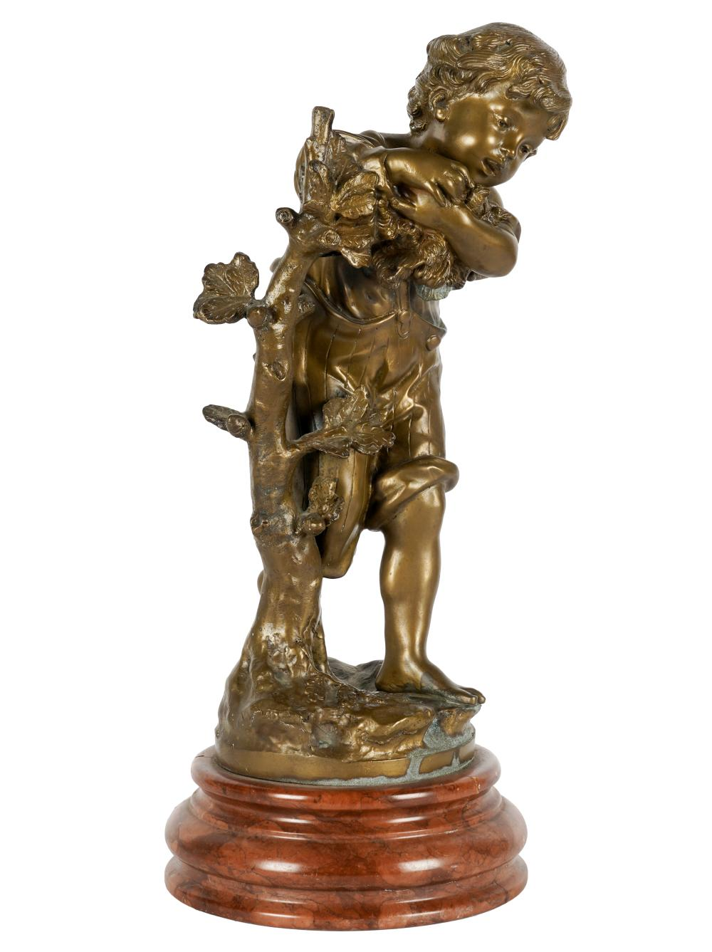 AUGUSTE MOURE 1834 1917 FIGURE OF A BOYbronze mounted on