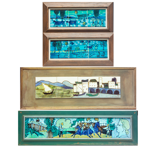 HARRIS STRONG Group of four horizontal tile friezes two three